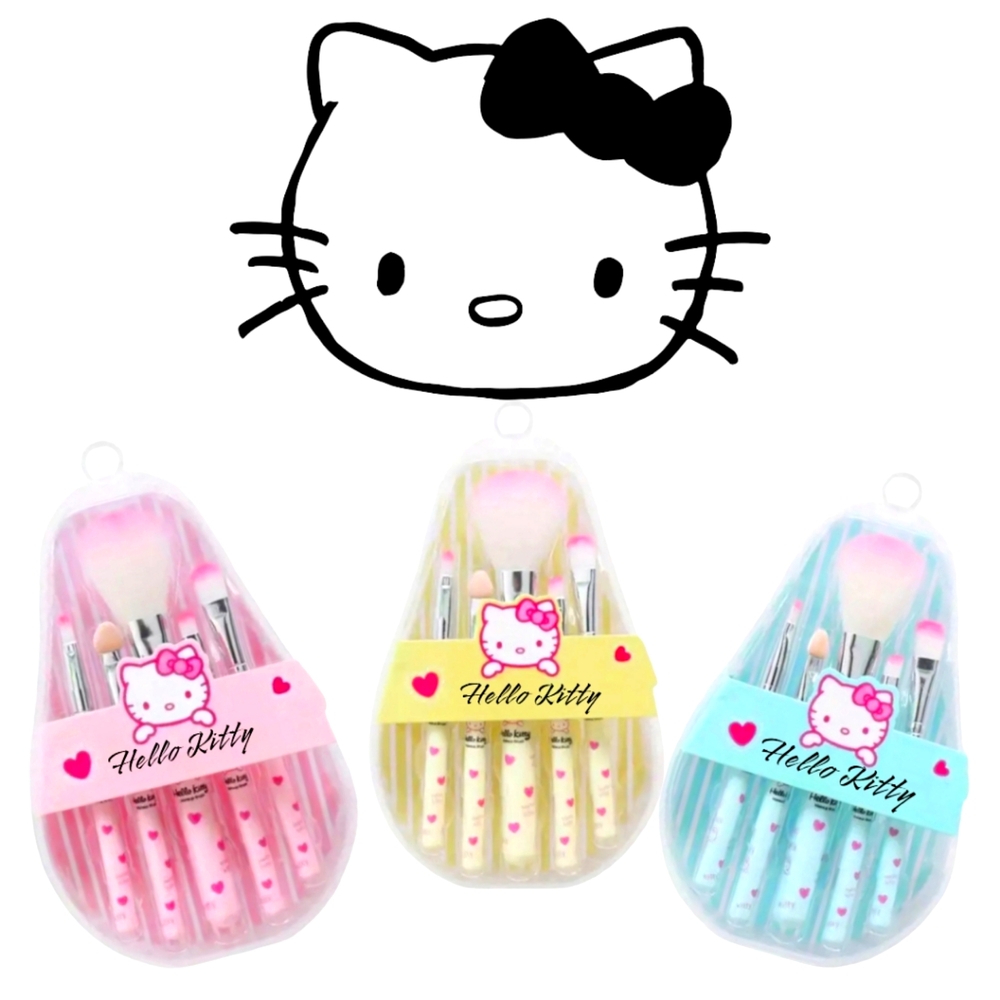 HELLO KITTY 5Pc High-Quality Makeup Brush Set NWT!! Available in 3 Colors